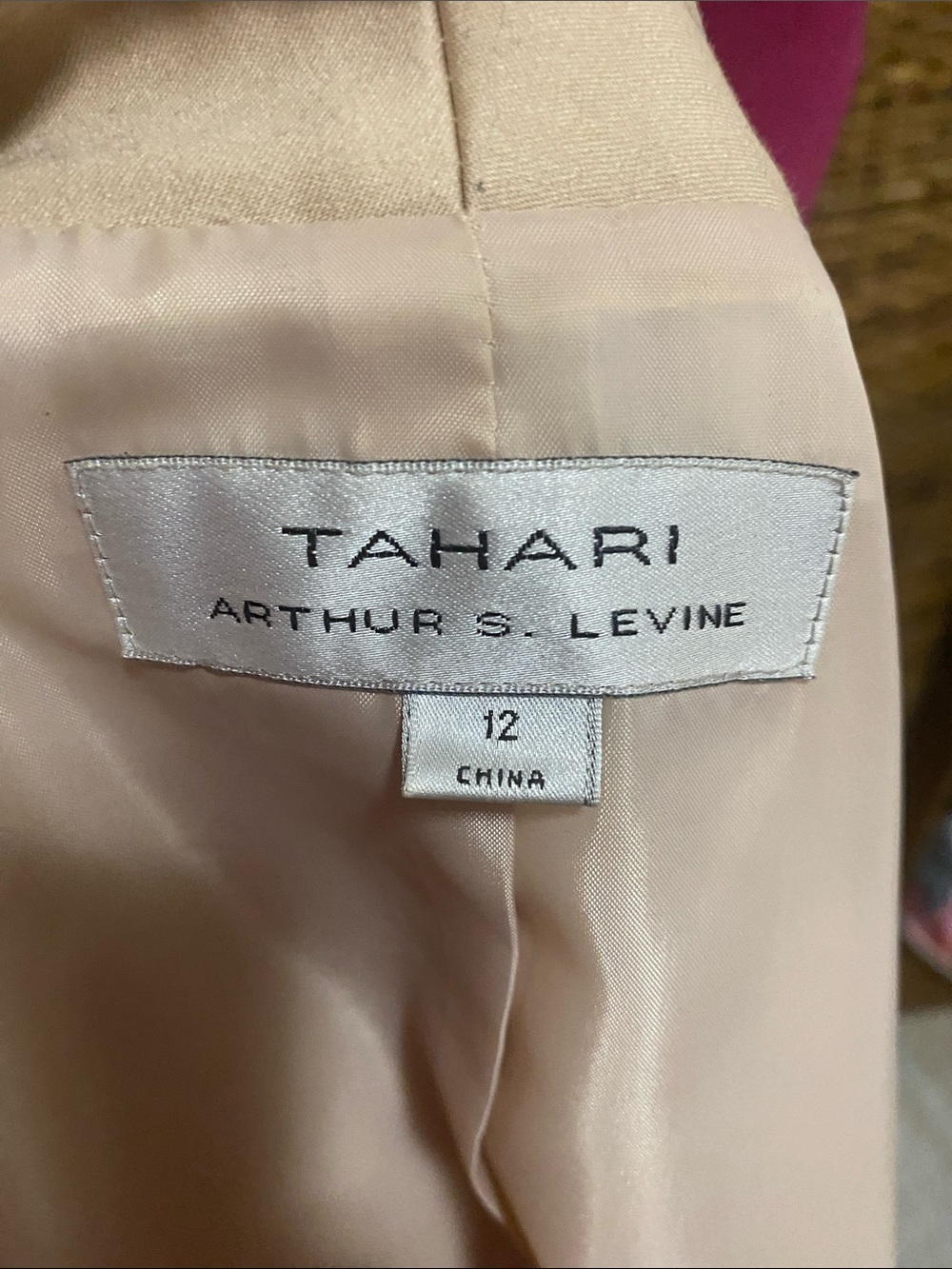 EUC Tahari Arthur S Levine Cream lined attached Decorative Belt jacket 12 - Picture 7 of 8